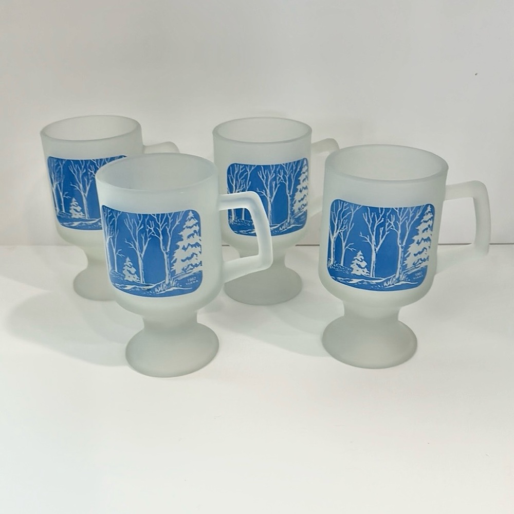Vintage 1982 Tiara Frosted Mugs, set of 4